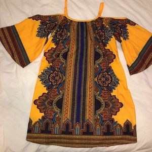 Flowy Patterned Long Sleeve Dress